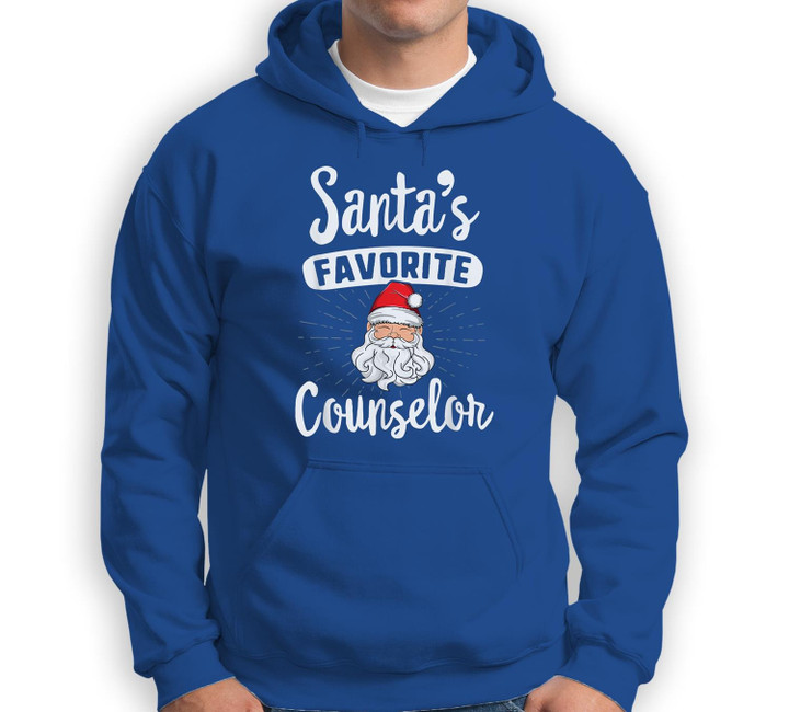 Santa's Favorite Counselor Christmas School Gift Sweatshirt & Hoodie-Adult Hoodie-Royal