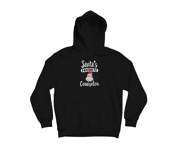 Santa's Favorite Counselor Christmas School Gift Youth Hoodie & T-Shirt-Youth Hoodie-Black