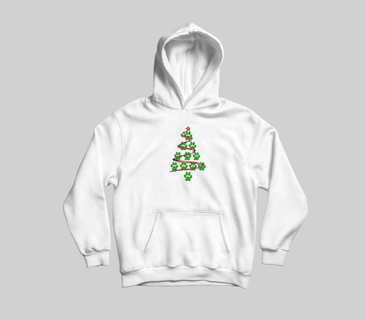 Dog Paws Print Christmas Tree for Dog Lovers Youth Hoodie & T-Shirt-Youth Hoodie-White