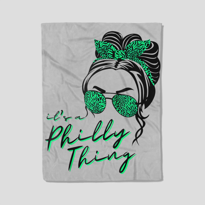 IT'S A PHILLY THING Its A Philadelphia Thing Girl Bun Messy Fleece Blanket-30X40 In-White