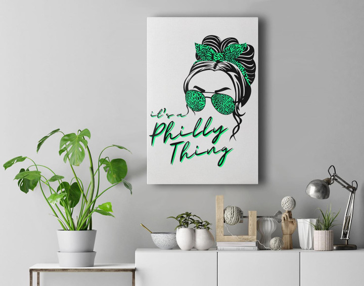IT'S A PHILLY THING Its A Philadelphia Thing Girl Bun Messy Premium Wall Art Canvas Decor-New Portrait Wall Art-White