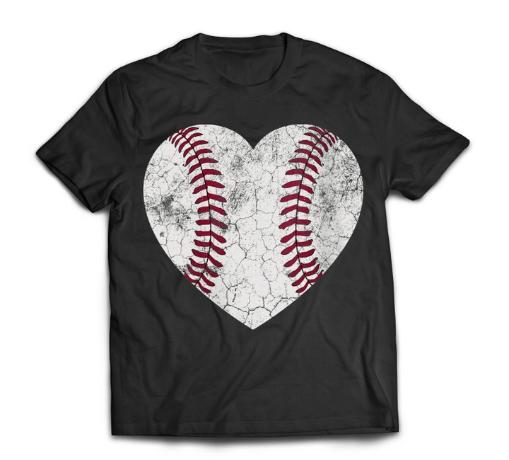 Womens Mother's Day Gift Distressed Heart Baseball Heart Mom Mama T-shirt-Men-Black