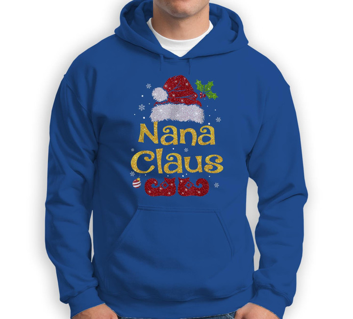 Nana Claus Christmas Pajama Family Matching Xmas Sweatshirt & Hoodie-Adult Hoodie-Royal