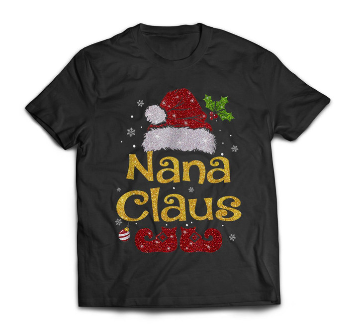 Nana Claus Christmas Pajama Family Matching Xmas T-shirt-Men-Black