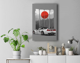 JDM NSX Car Tuning Japan Rising Sun Drift Import Premium Wall Art Canvas Decor-New Portrait Wall Art-Gray