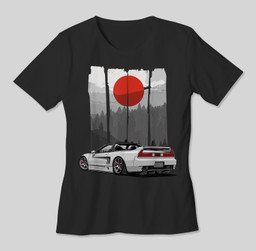 JDM NSX Car Tuning Japan Rising Sun Drift Import T-shirt-Women-Black