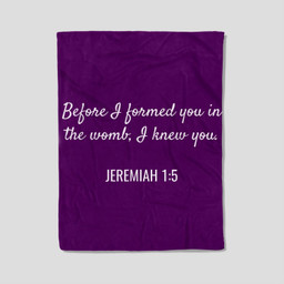 Jeremiah 15 Christian Bible Pro-Life Quote Fleece Blanket-30X40 In-Purple