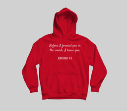Jeremiah 15 Christian Bible Pro-Life Quote Youth Hoodie & T-Shirt-Youth Hoodie-Red