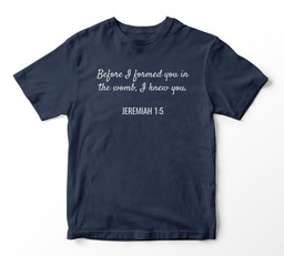Jeremiah 15 Christian Bible Pro-Life Quote Youth Hoodie & T-Shirt-Youth T-Shirt-Navy