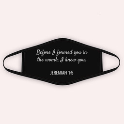 Jeremiah 15 Christian Bible Pro-Life Quote Cloth Face Mask-Kid Face Mask-Black