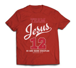 Jesus and Baseball Team Jesus Christian T-shirt-Men-Red