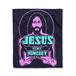 Jesus Is My Homeboy 80s colors Fleece Blanket-50X60 In-Navy