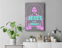 Jesus Is My Homeboy 80s colors Premium Wall Art Canvas Decor-New Portrait Wall Art-Gray