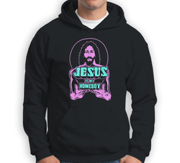 Jesus Is My Homeboy 80s colors Sweatshirt & Hoodie-Adult Hoodie-Black
