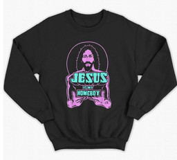Jesus Is My Homeboy 80s colors Sweatshirt & Hoodie-Adult Sweatshirt-Black