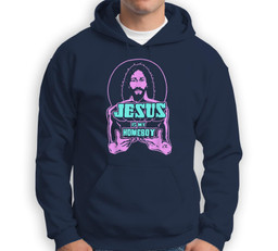 Jesus Is My Homeboy 80s colors Sweatshirt & Hoodie-Adult Hoodie-Navy