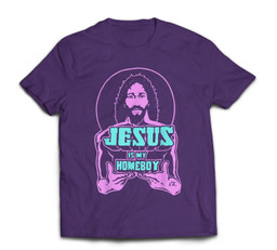Jesus Is My Homeboy 80s colors T-shirt-Men-Purple