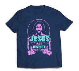 Jesus Is My Homeboy 80s colors T-shirt-Men-Navy