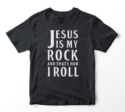 Jesus Is My Rock and Thats How I Roll Youth Hoodie & T-Shirt-Youth T-Shirt-Black