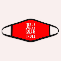 Jesus Is My Rock and Thats How I Roll Cloth Face Mask-Kid Face Mask-Red