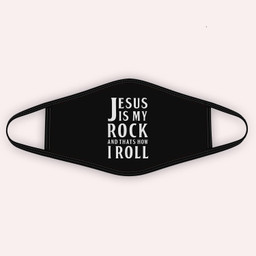 Jesus Is My Rock and Thats How I Roll Cloth Face Mask-Kid Face Mask-Black
