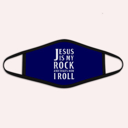 Jesus Is My Rock and Thats How I Roll Cloth Face Mask-Kid Face Mask-Navy