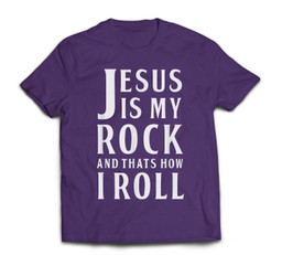 Jesus Is My Rock and Thats How I Roll T-shirt-Men-Purple