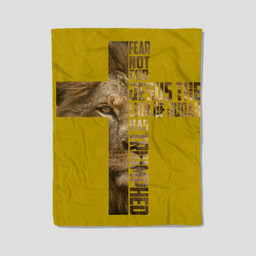 Jesus Lion Judah Cross Faith Christ Gift Fleece Blanket-30X40 In-Yellow