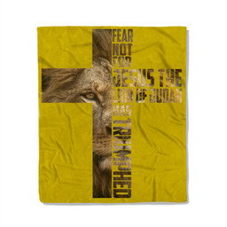 Jesus Lion Judah Cross Faith Christ Gift Fleece Blanket-50X60 In-Yellow
