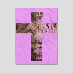 Jesus Lion Judah Cross Faith Christ Gift Fleece Blanket-30X40 In-Light Pink