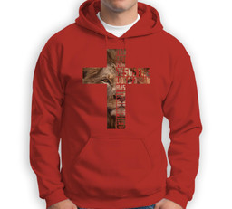 Jesus Lion Judah Cross Faith Christ Gift Sweatshirt & Hoodie-Adult Hoodie-Red