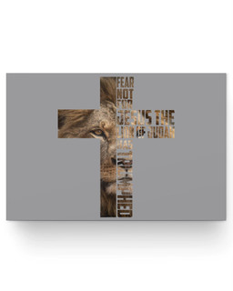 Jesus Lion Judah Cross Faith Christ Gift Matter Poster-36X24-Gray