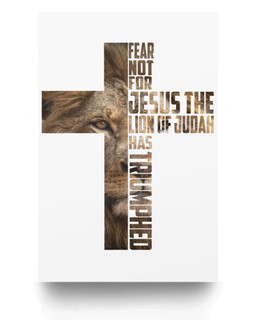 Jesus Lion Judah Cross Faith Christ Gift Matter Poster-24X36-White