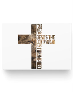 Jesus Lion Judah Cross Faith Christ Gift Matter Poster-24X16-White