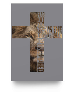 Jesus Lion Judah Cross Faith Christ Gift Matter Poster-24X36-Gray