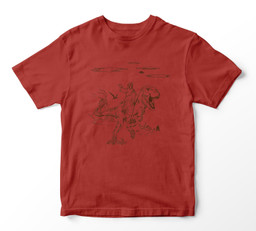 Jesus Riding T-Rex Dinosaur Youth Hoodie & T-Shirt-Youth T-Shirt-Red