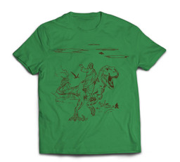 Jesus Riding T-Rex Dinosaur T-shirt-Men-Irish Green
