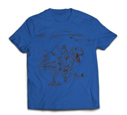 Jesus Riding T-Rex Dinosaur T-shirt-Men-Royal