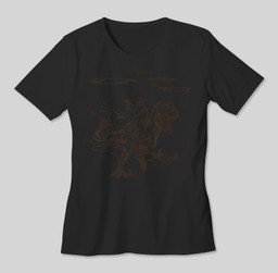 Jesus Riding T-Rex Dinosaur T-shirt-Women-Black