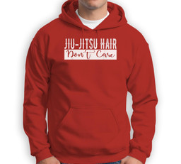 Jiu-Jitsu Hair Don't Care BJJ MMA Funny Fight Champion Sweatshirt & Hoodie-Adult Hoodie-Red