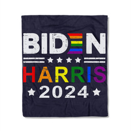 Joe Biden 2024 Rainbow Flag Gay Pride Support LGBT Parade Fleece Blanket-50X60 In-Navy