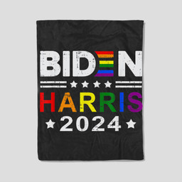 Joe Biden 2024 Rainbow Flag Gay Pride Support LGBT Parade Fleece Blanket-30X40 In-Black