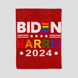 Joe Biden 2024 Rainbow Flag Gay Pride Support LGBT Parade Fleece Blanket-30X40 In-Red