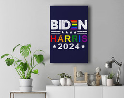 Joe Biden 2024 Rainbow Flag Gay Pride Support LGBT Parade Premium Wall Art Canvas Decor-New Portrait Wall Art-Navy