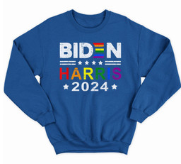 Joe Biden 2024 Rainbow Flag Gay Pride Support LGBT Parade Sweatshirt & Hoodie-Adult Sweatshirt-Royal