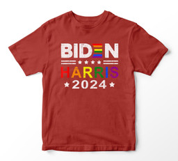 Joe Biden 2024 Rainbow Flag Gay Pride Support LGBT Parade Youth Hoodie & T-Shirt-Youth T-Shirt-Red
