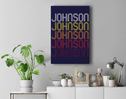 Johnson Retro Wordmark Pattern - Vintage Style Premium Wall Art Canvas Decor-New Portrait Wall Art-Navy