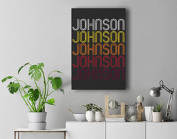 Johnson Retro Wordmark Pattern - Vintage Style Premium Wall Art Canvas Decor-New Portrait Wall Art-Black