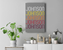 Johnson Retro Wordmark Pattern - Vintage Style Premium Wall Art Canvas Decor-New Portrait Wall Art-Gray