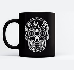 Los Angeles Sugar Skull Day Of The Dead Cinco De Mayo Mugs-Ceramic Mug-Black